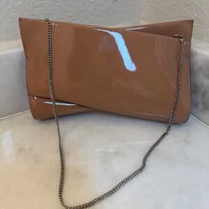 Christian Louboutin Loubitwist Small Patent Leather Clutch Black Chain Strap